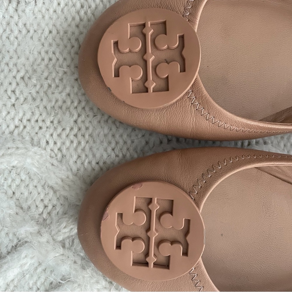 TORY BURCH MINNIE TRAVEL  BALLET FLATS BLUSH PINK - Picture 10 of 13